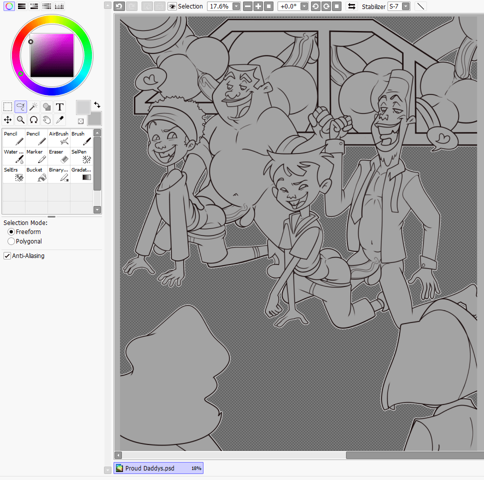 Proud Daddys lineart&nbsp;WIPs