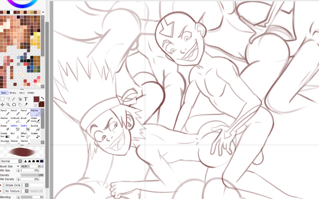 Aang and Bumi&nbsp;redrawn