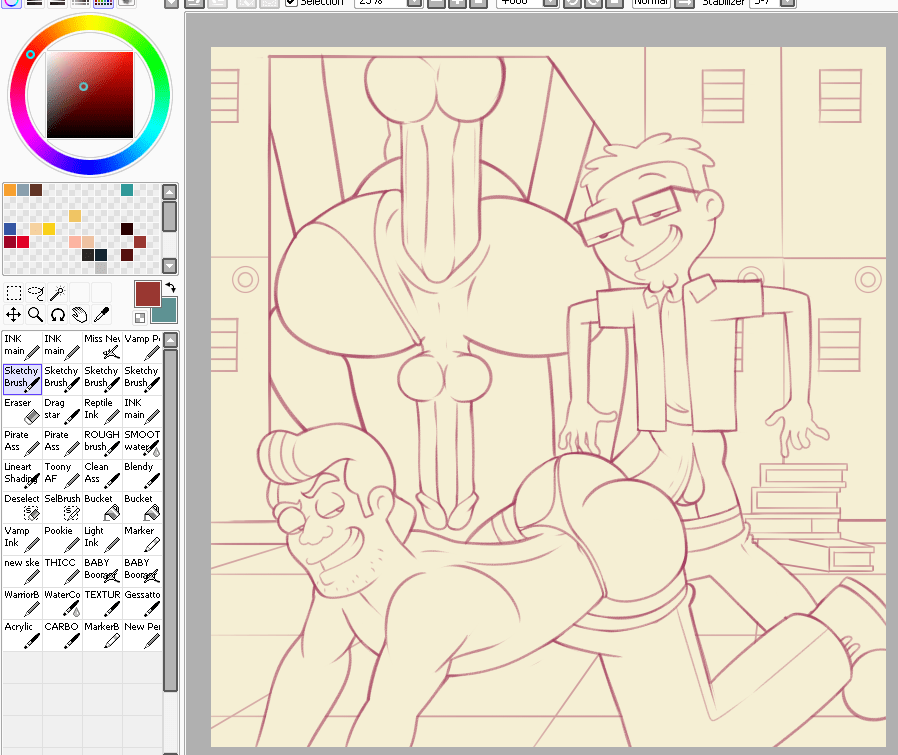 Geeks With Big Meat and Bullies With THICC Cheeks&nbsp;lineart